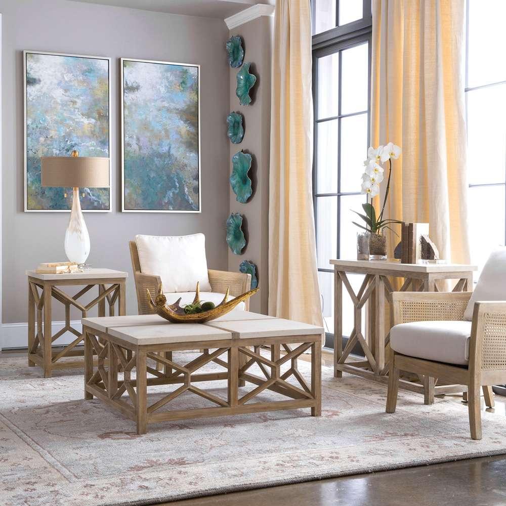 Uttermost - Catali Ivory Stone Console Table - 25811 veiw 3