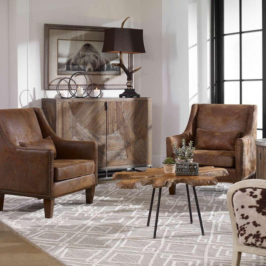 Uttermost - Clay Leather Armchair - 23030 veiw 2