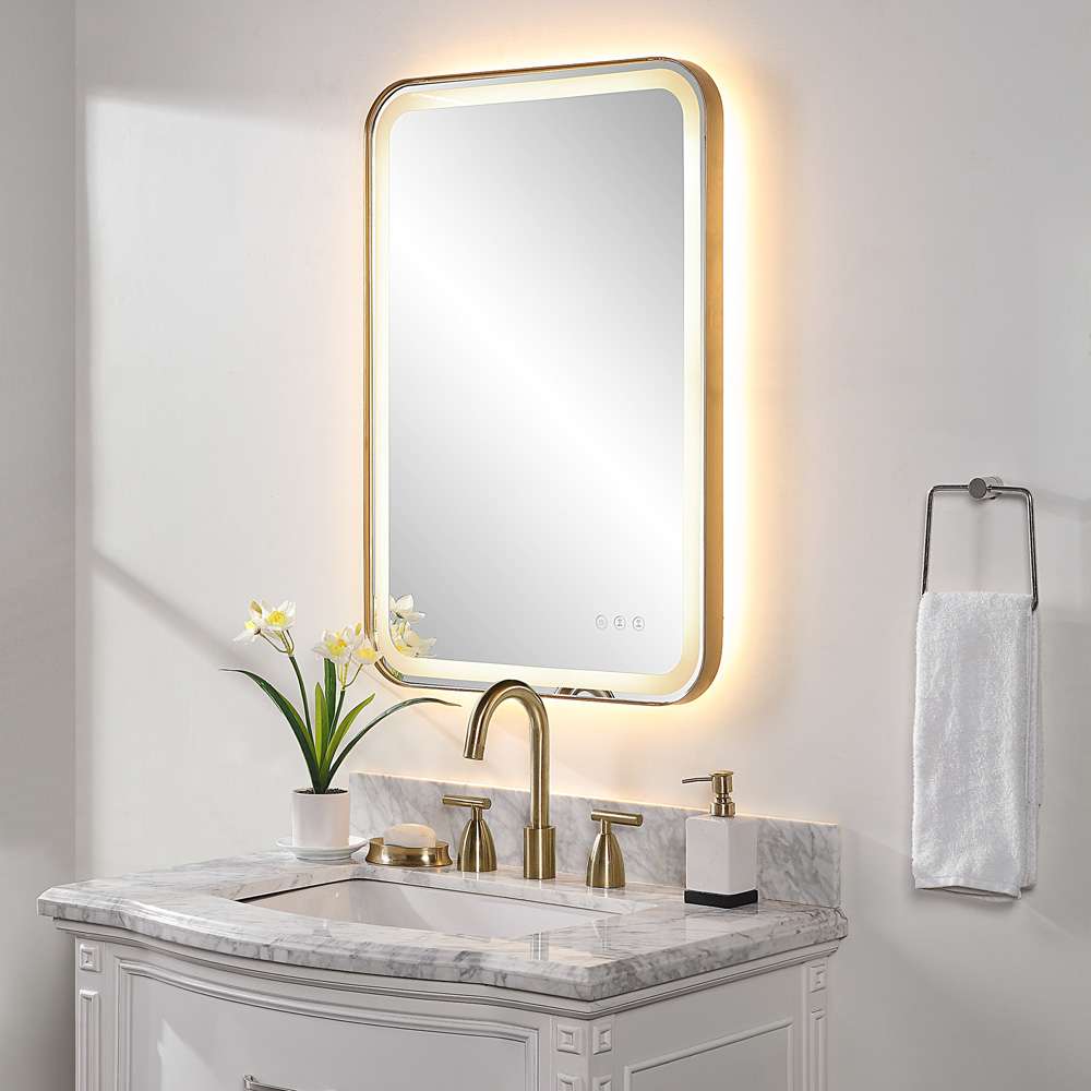 Uttermost - Crofton Lighted Brass Vanity Mirror - 09862 veiw 3