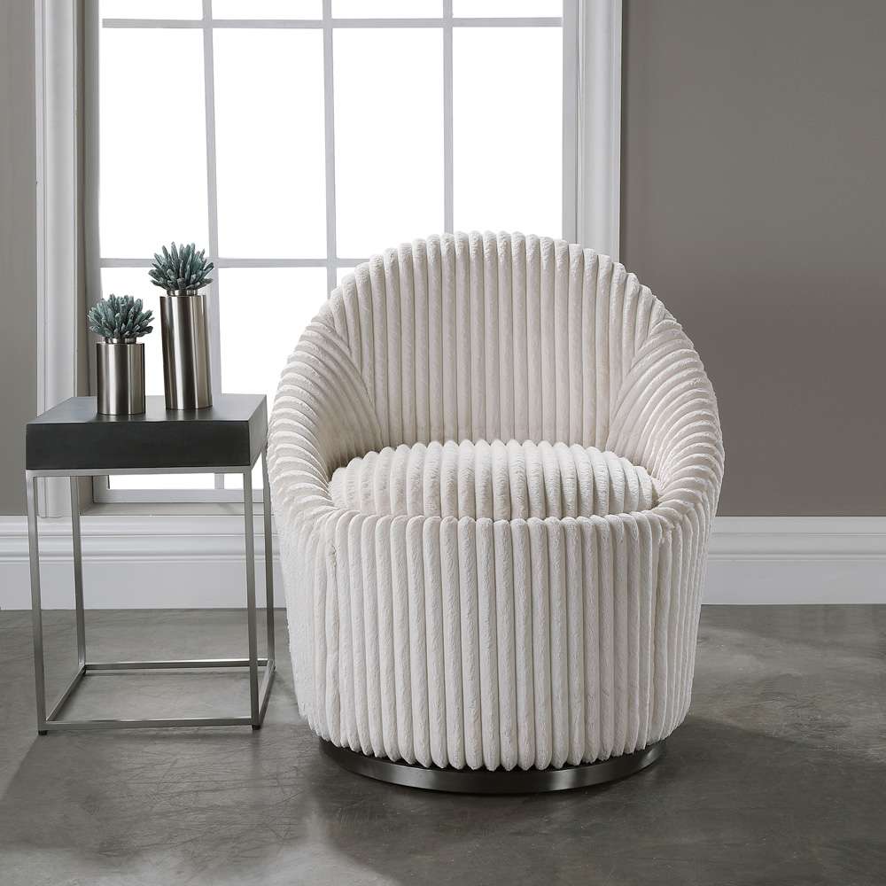Uttermost - Crue White Swivel Chair - 23578 veiw 3