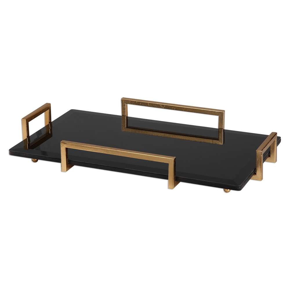 Uttermost - Ettore Black Glass Tray - 20057 veiw 1