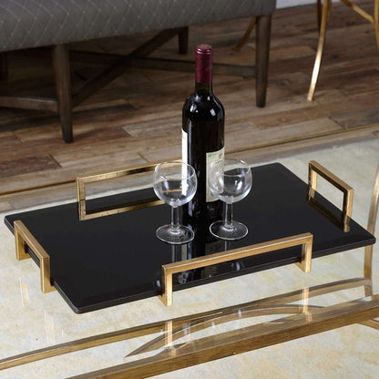 Uttermost - Ettore Black Glass Tray - 20057 veiw 2