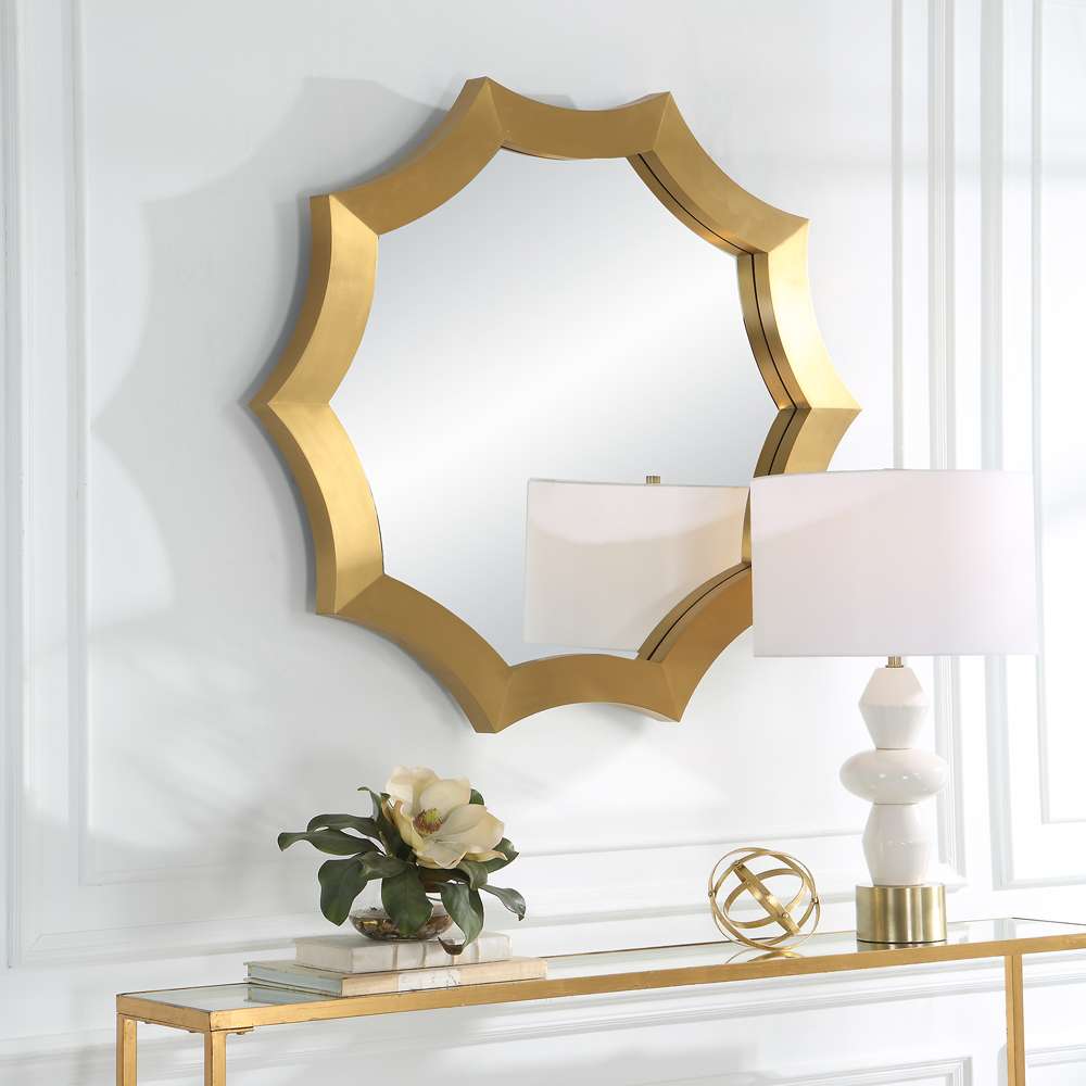 Uttermost - Flare Brushed Brass Round Mirror - 09906 veiw 4