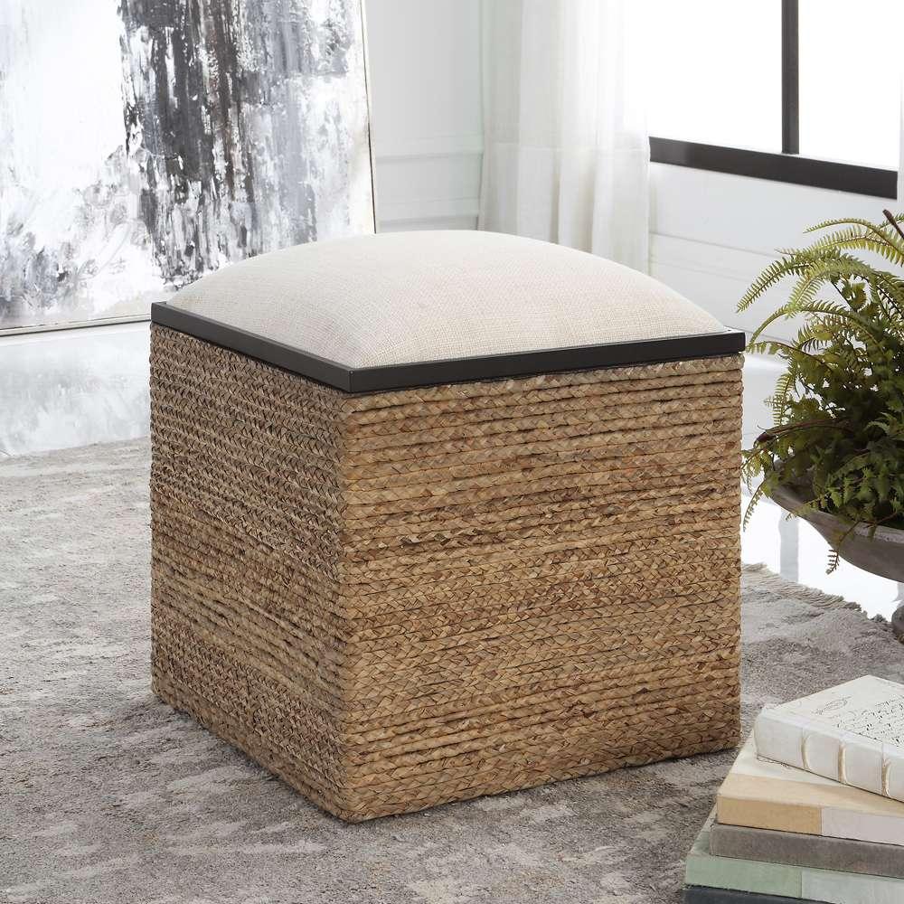 Uttermost - Island Square Straw Accent Stool - 23735 veiw 4