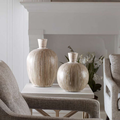 Uttermost - Islander White Washed Vases (Set of 2) - 17990 veiw 3