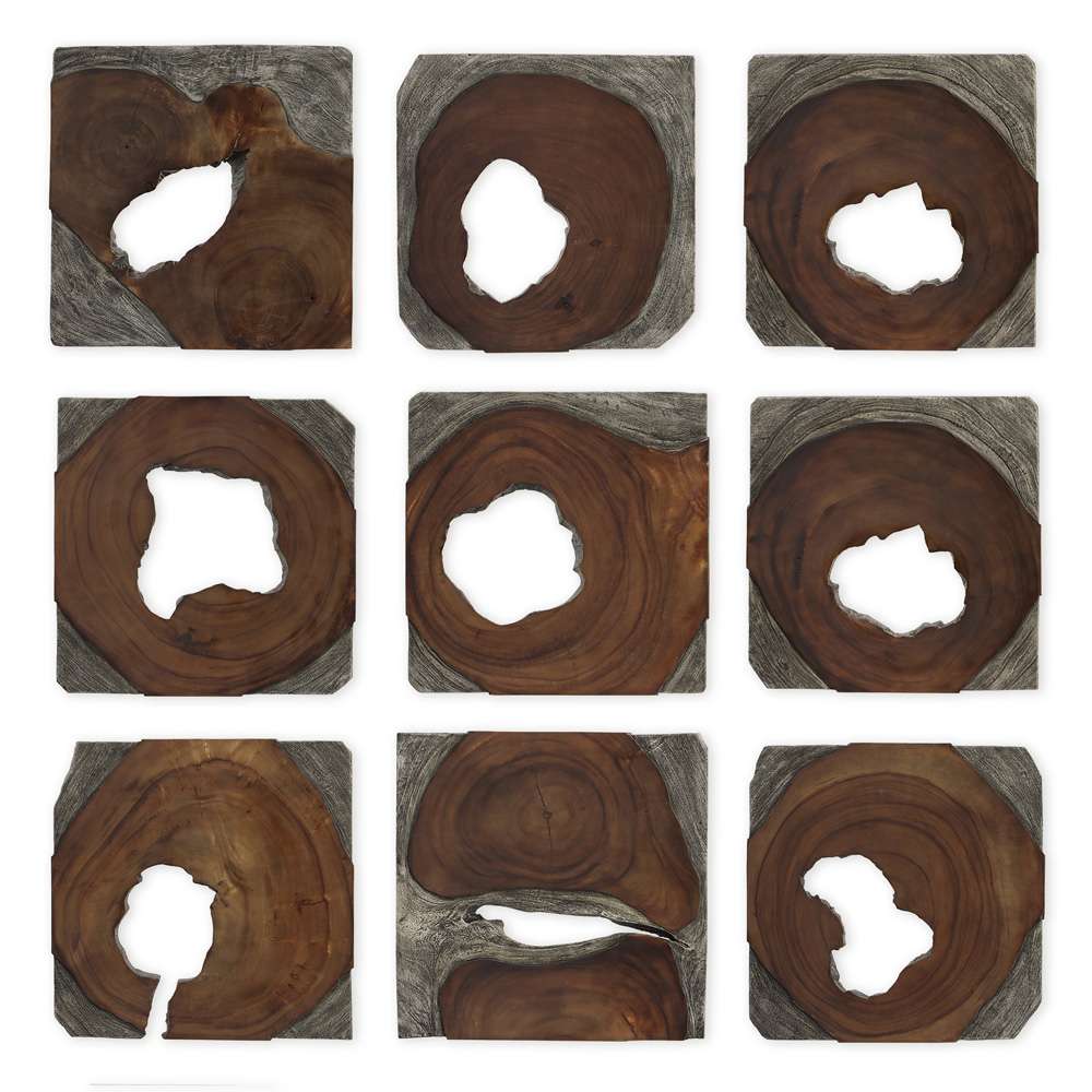 Uttermost - Jungle Wood Paneled Wall Art, Set/9 - 04349 veiw 1