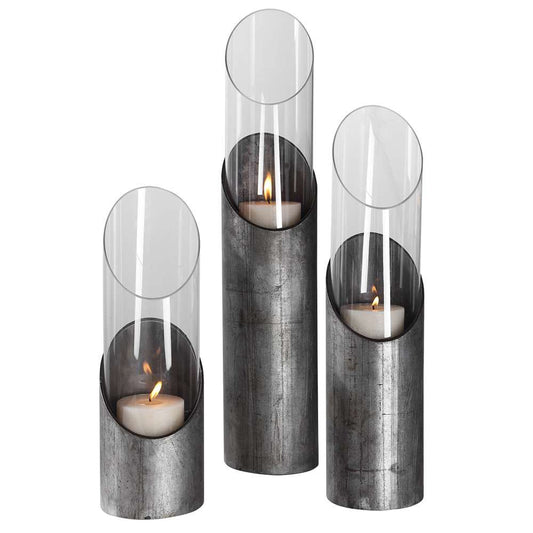 Uttermost - Karter Iron & Glass Candleholders Set/3 - 17518 veiw 1