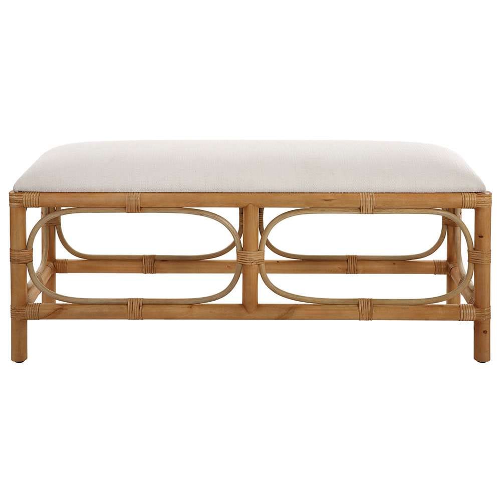 Uttermost - Laguna White Fabric Rattan Bench - 23755 veiw 1