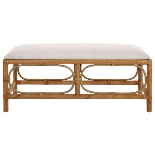 Uttermost - Laguna White Fabric Rattan Bench - 23755 veiw 1