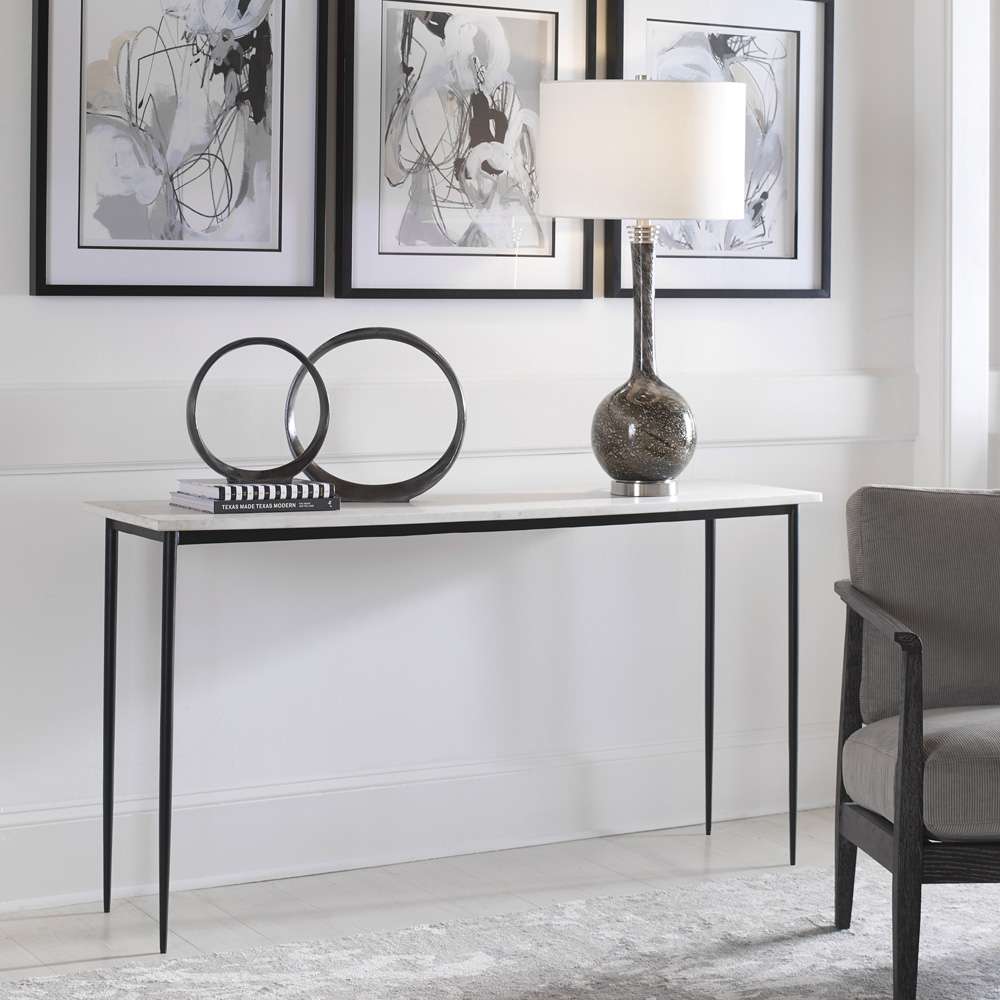 Uttermost - Nightfall White Marble Console Table - 25173 veiw 2