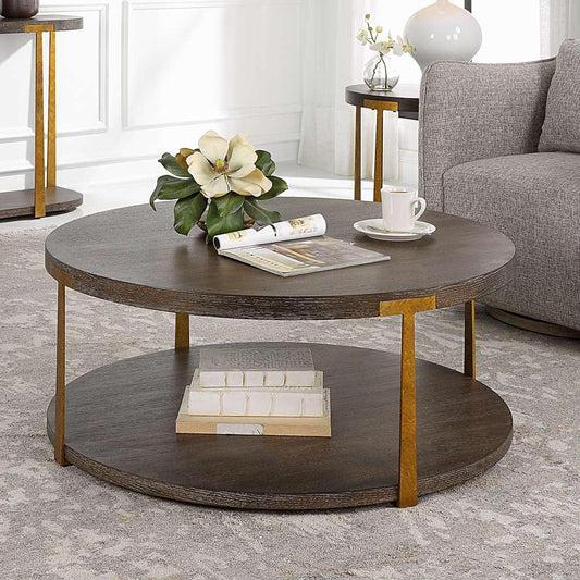 Uttermost - Palisade Round Wood Coffee Table - 25555 veiw 2