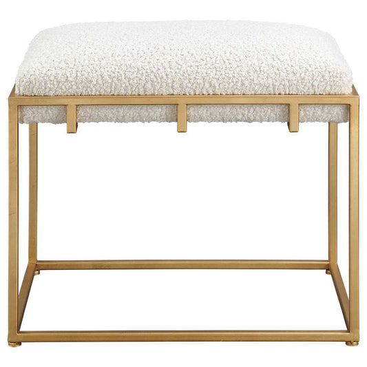 Uttermost - Paradox Small Gold & White Shearling Bench - 23663 veiw 1