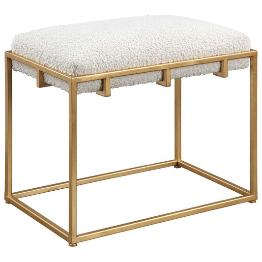 Uttermost - Paradox Small Gold & White Shearling Bench - 23663 veiw 2