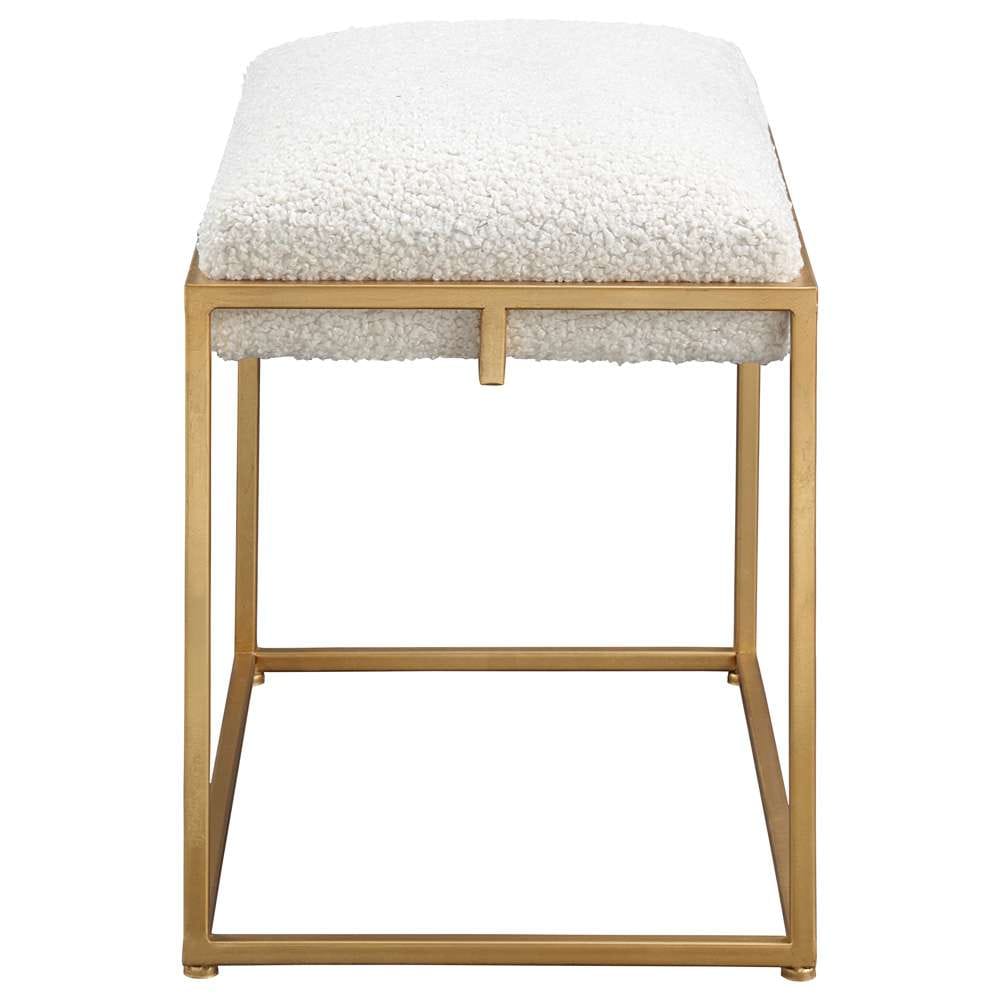 Uttermost - Paradox Small Gold & White Shearling Bench - 23663 veiw 3