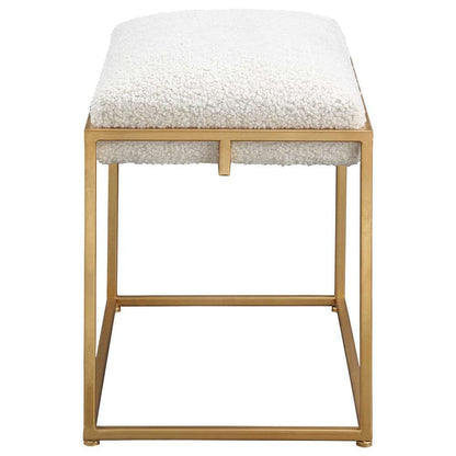 Uttermost - Paradox Small Gold & White Shearling Bench - 23663 veiw 3