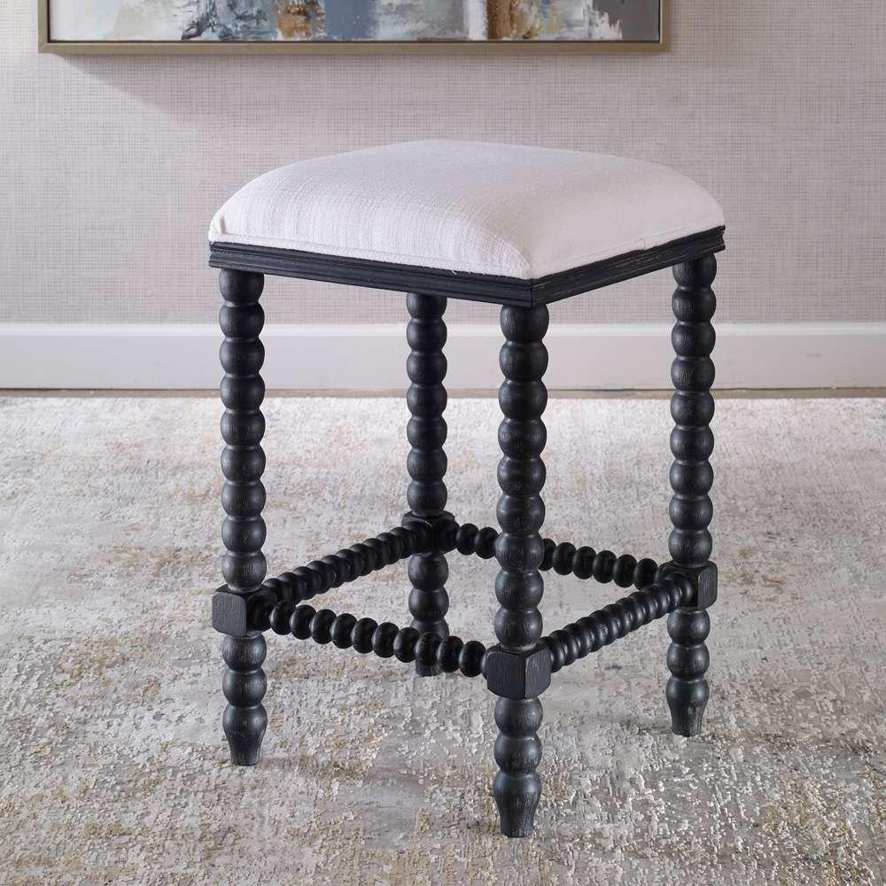 Uttermost - Pryce Black Backless Counter Stool - 23684 veiw 3