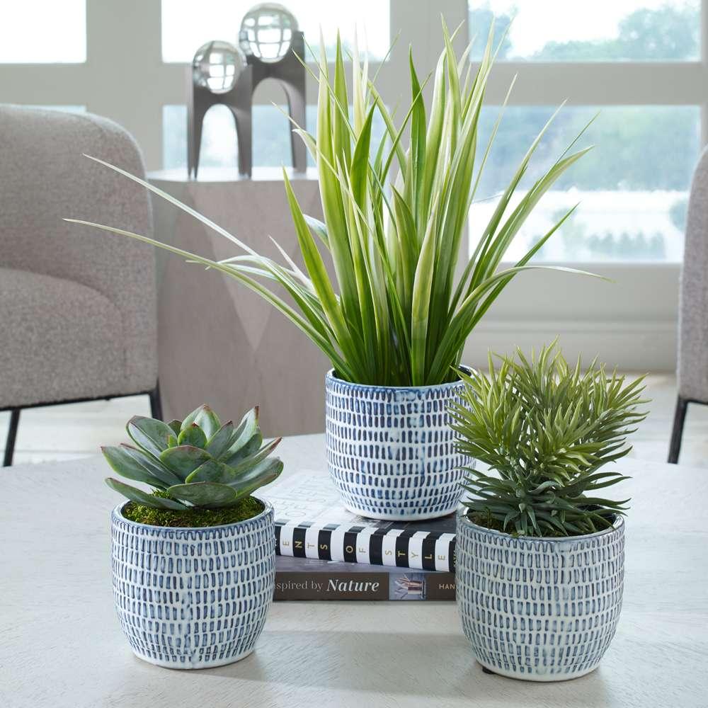 Uttermost - Puebla Greenery In Blue & White Pots (Set of 3) - 60192 veiw 3