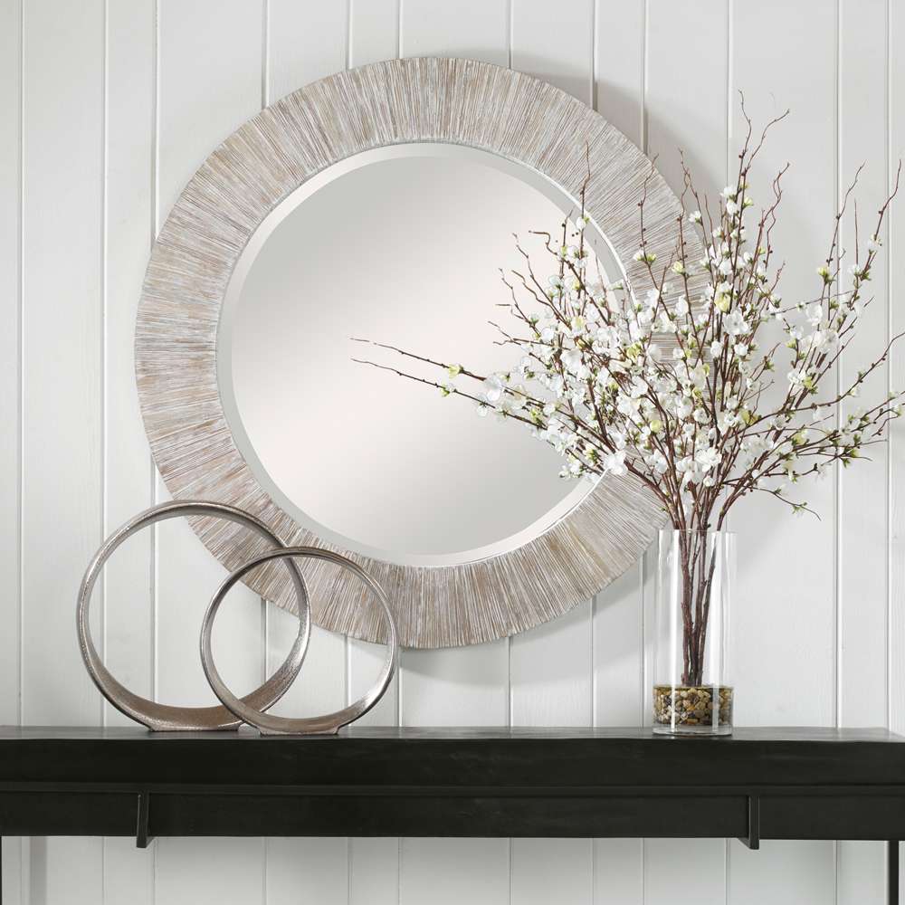 Uttermost - Repose Whitewash Round Mirror - 09785 veiw 4