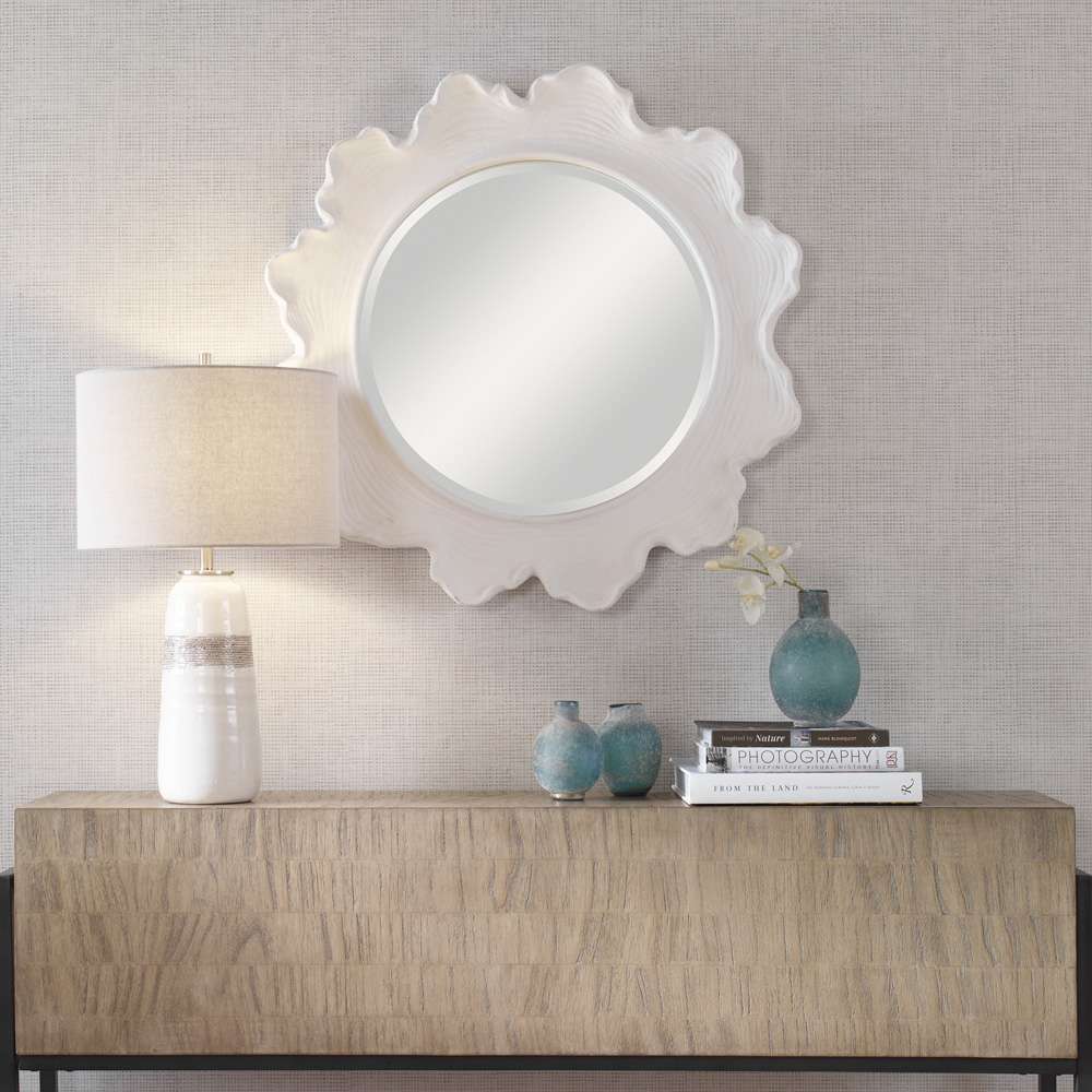 Uttermost - Sea Coral White Round Mirror - 09797 veiw 2