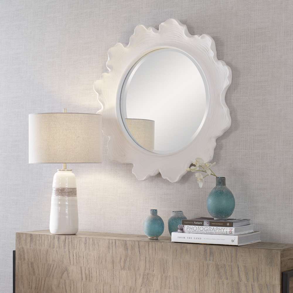 Uttermost - Sea Coral White Round Mirror - 09797 veiw 3