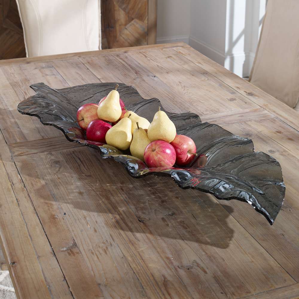 Uttermost - Smoked Leaf Glass Tray - 19862 veiw 3