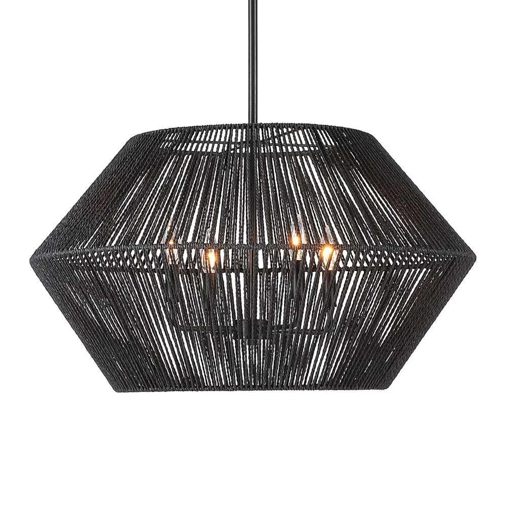 Uttermost - Suva 4 Light Black Rope Pendant - 21589 veiw 1