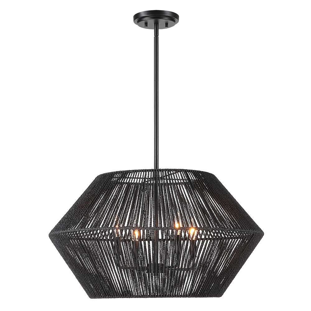 Uttermost - Suva 4 Light Black Rope Pendant - 21589 veiw 3