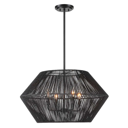 Uttermost - Suva 4 Light Black Rope Pendant - 21589 veiw 3