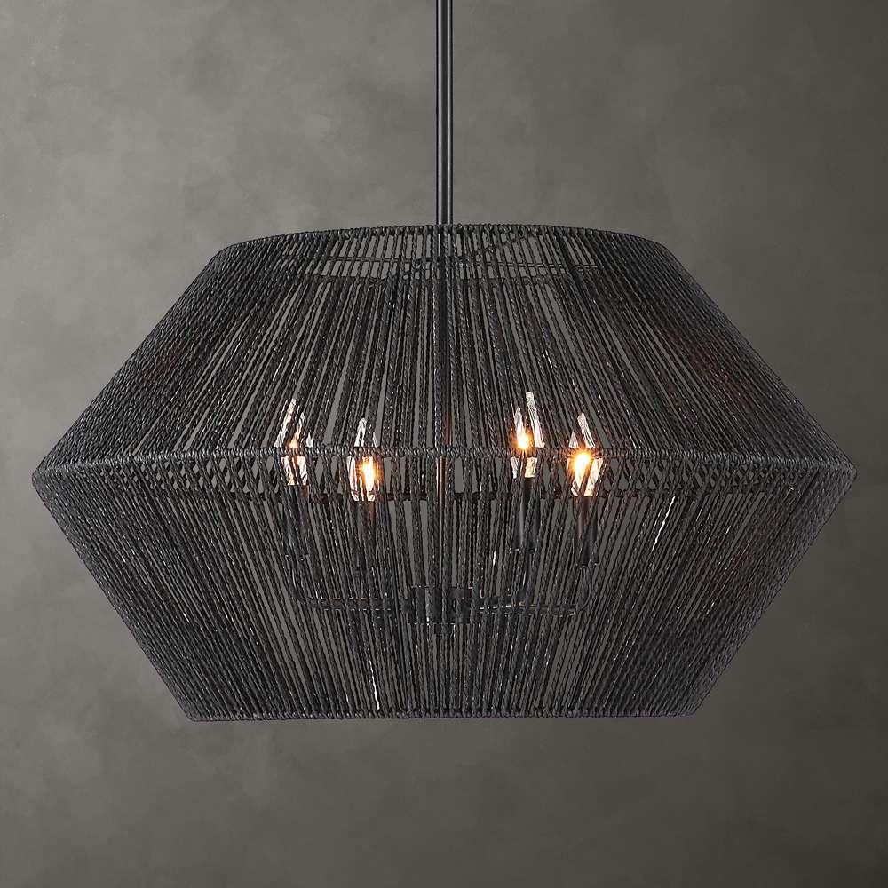 Uttermost - Suva 4 Light Black Rope Pendant - 21589 veiw 4