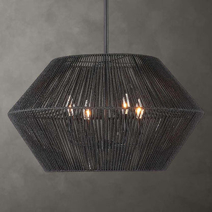 Uttermost - Suva 4 Light Black Rope Pendant - 21589 veiw 4