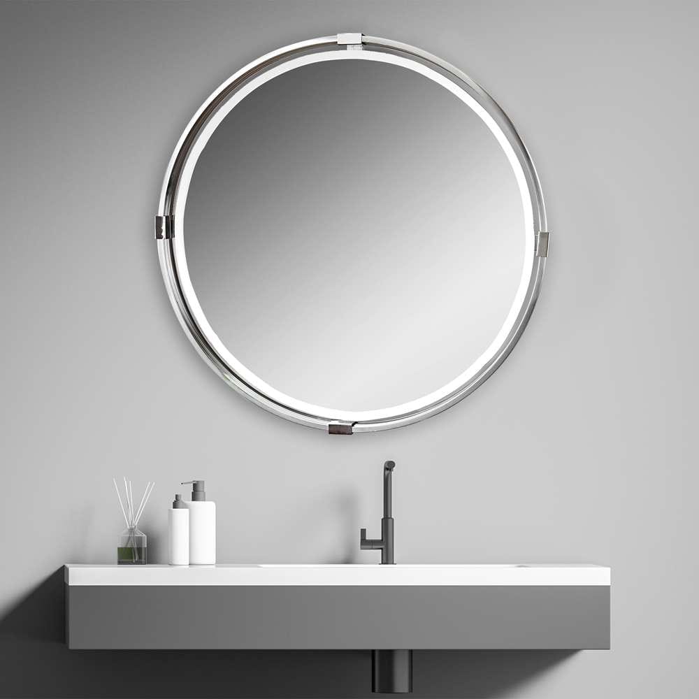 Uttermost - Tazlina Brushed Nickel Round Mirror - 09109 veiw 3