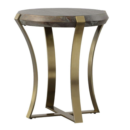 Uttermost - Unite Brass Leg Wood Side Table - 22940 veiw 4