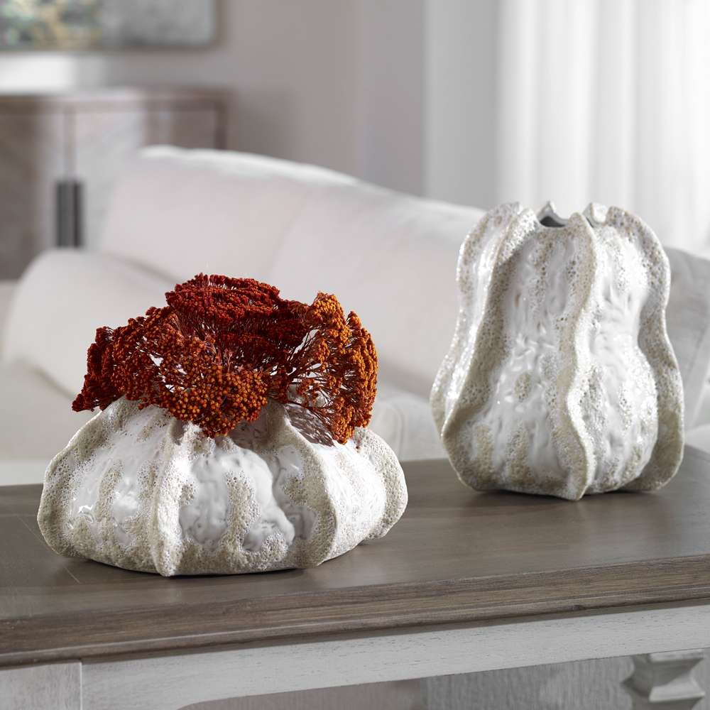Uttermost - Urchin Textured Ivory Vases (Set of 2) - 17973 veiw 3