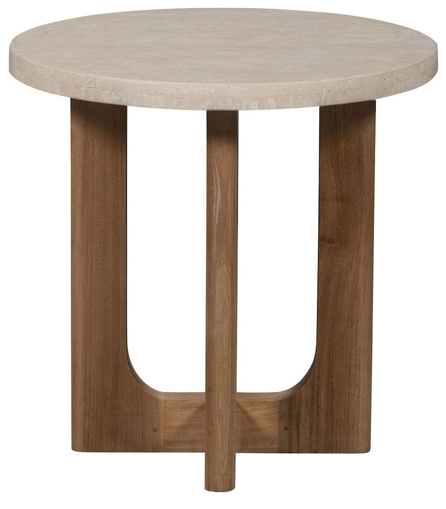 Vanguard Furniture - Bliss - Outdoor End Table- Wood & Travertine - O295E1 view 1