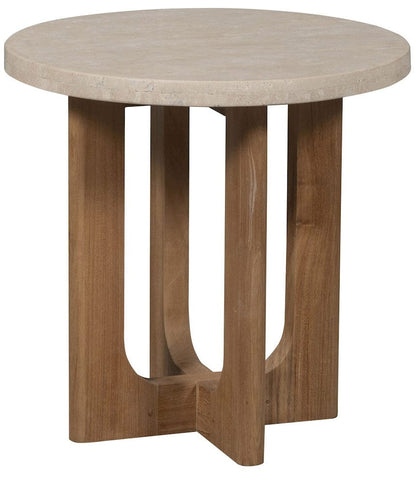 Vanguard Furniture - Bliss - Outdoor End Table- Wood & Travertine - O295E1 view 2