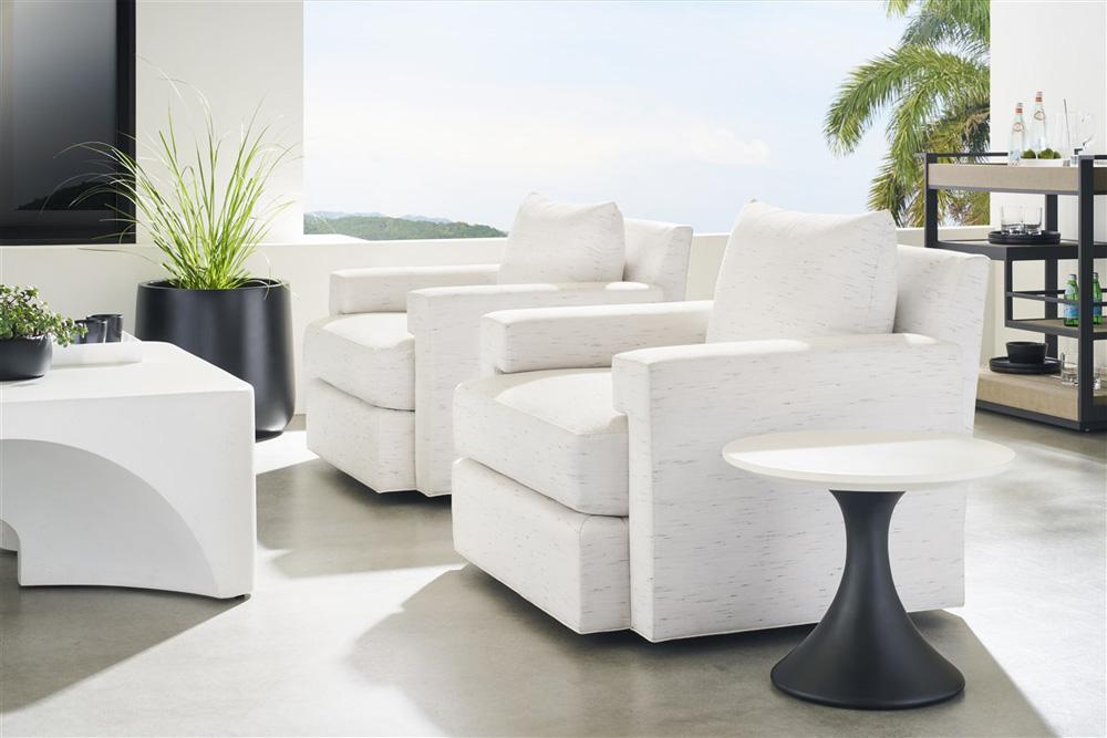 Vanguard Furniture - Chadwick Outdoor Round End Table - Stone White Top/Cinder Base - OW521-E veiw 2
