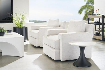 Vanguard Furniture - Chadwick Outdoor Round End Table - Stone White Top/Cinder Base - OW521-E veiw 2