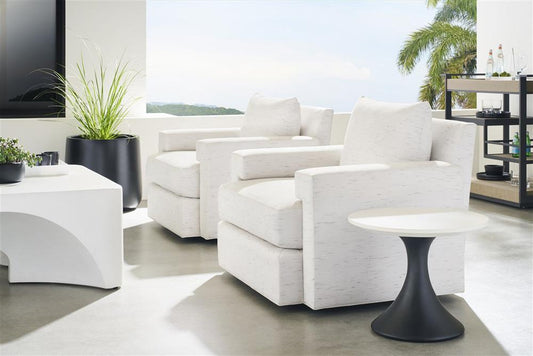 Vanguard Furniture - Chadwick Outdoor Round End Table - Stone White Top/Cinder Base - OW521-E veiw 2