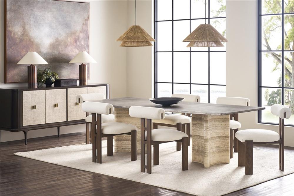 Vanguard Furniture - Flynn Rectangular Dining Table - Charcoal and Travertine - P821T1 veiw 4