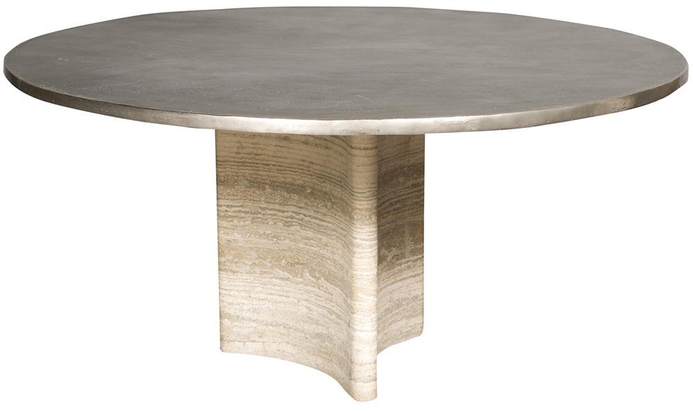Vanguard Furniture - Flynn Round Dining Table - Charcoal and Travertine - P821T3 veiw 2