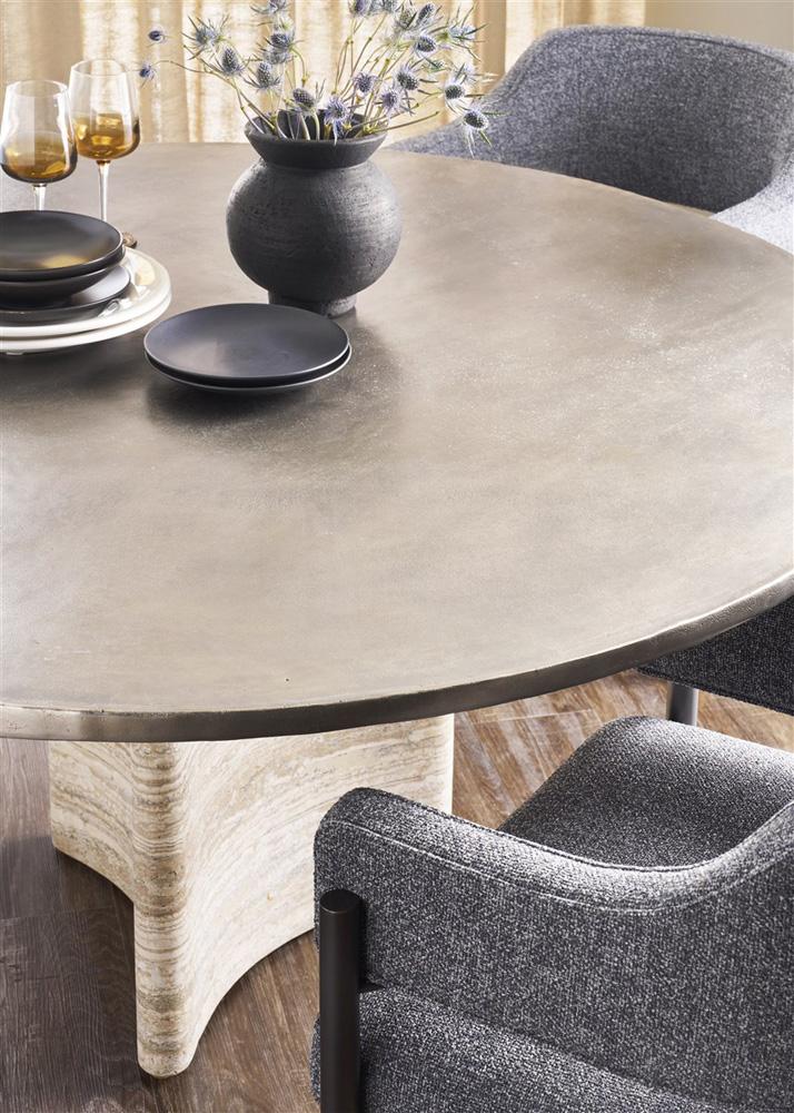 Vanguard Furniture - Flynn Round Dining Table - Charcoal and Travertine - P821T3 veiw 4