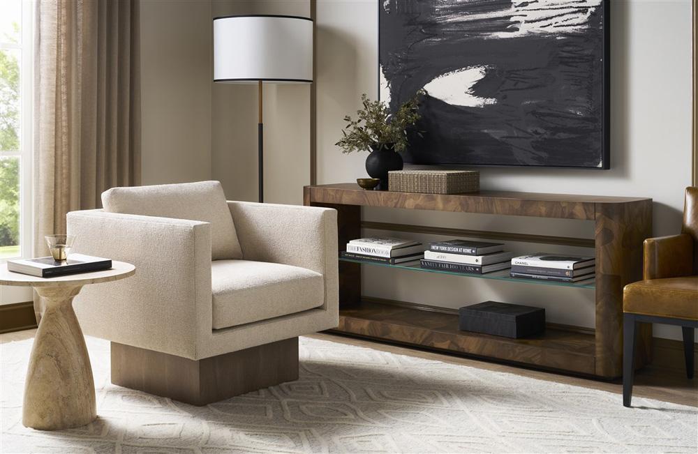 Vanguard Furniture - Kendell Stocked Swivel Chair - Kendra Sand Fabric - TV120-SW veiw 6