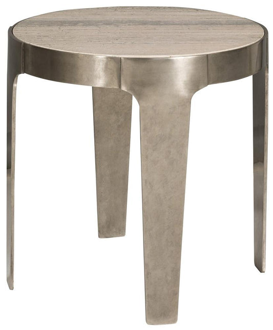 Vanguard Furniture - Noa End Table - Aged Silver Metal and Travertine - P615E veiw 1