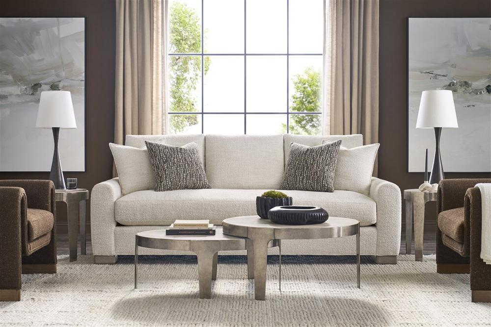 Vanguard Furniture - Noa Round Cocktail Table - Aged Silver Metal and Travertine - P615C1 veiw 6