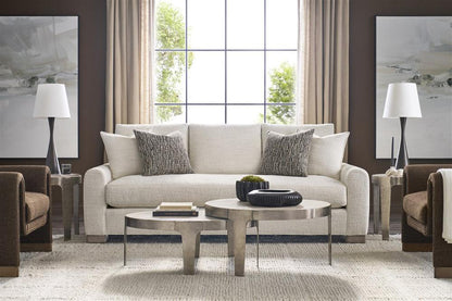 Vanguard Furniture - Noa Round Cocktail Table - Aged Silver Metal and Travertine - P615C1 veiw 6