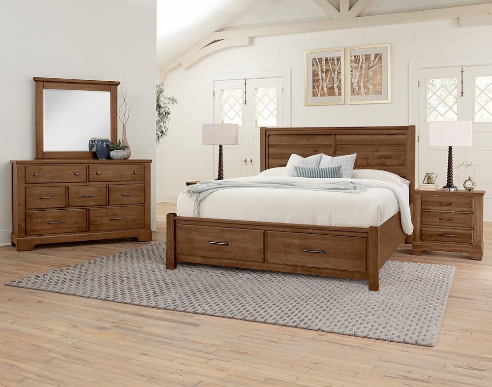 Vaughan Bassett - Cool Rustic - Cal King Plank Bed With Footboard Storage - Amber - 174-668-066B-602  view 2