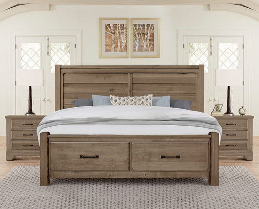 Vaughan Bassett - Cool Rustic - Cal King Plank Bed With Footboard Storage - Stone Grey - 172-668-066B-602  view 2