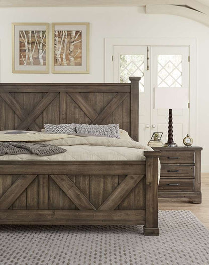 Vaughan Bassett - Cool Rustic King X Bed With X Footboard in Mink - 170-667-766-933-MS2 veiw 3