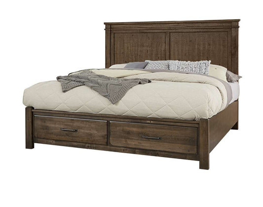 Vaughan Bassett - Cool Rustic Queen Mansion Bed With Footboard Storage in Mink - 170-551-050B-502-555 veiw 1