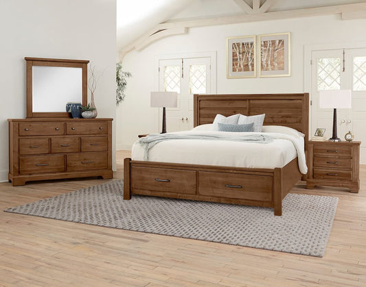 Vaughan Bassett - Cool Rustic - Queen Plank Bed With Footboard Storage - Amber - 174-558-050B-502-555  view 2
